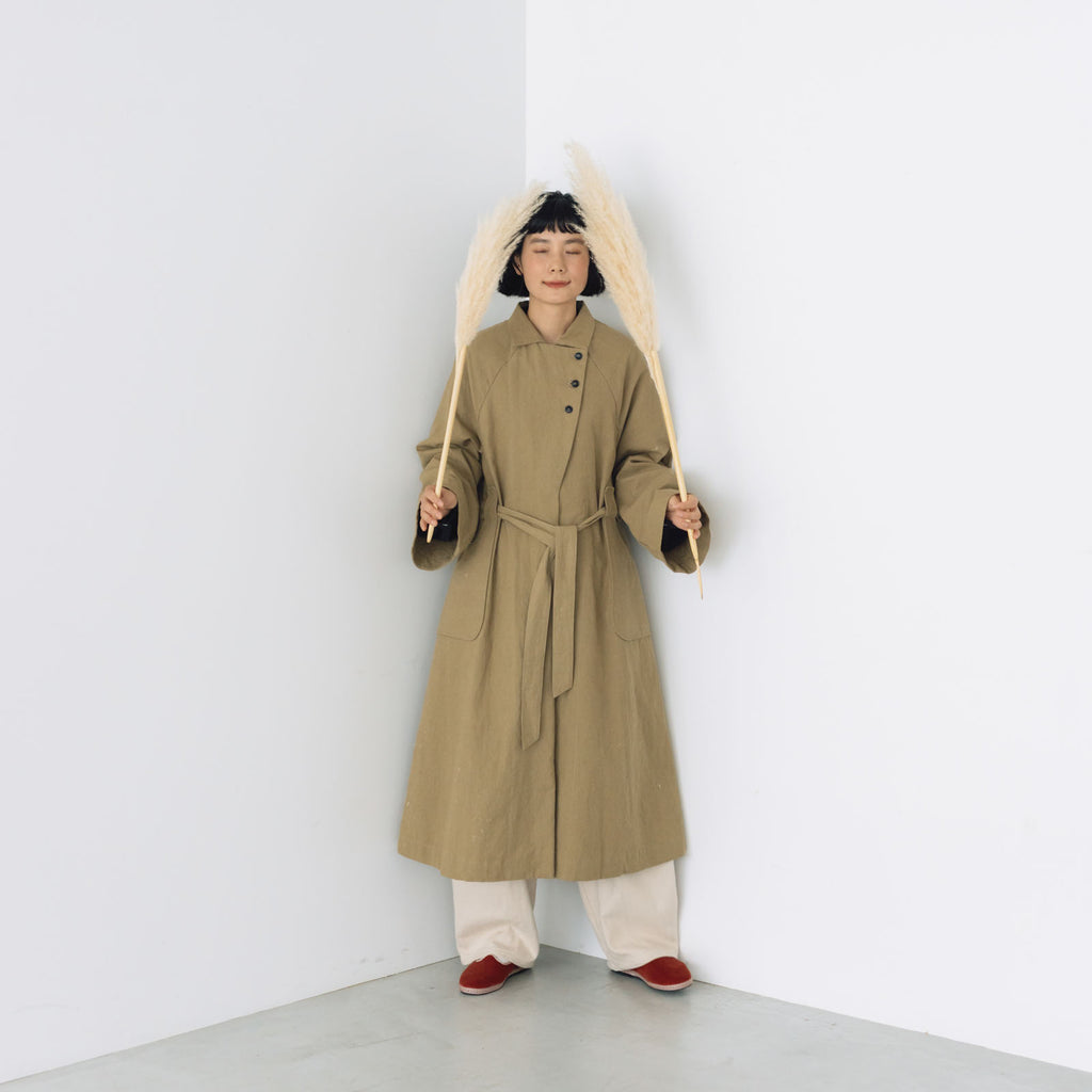 MAGALI コットンリネン アンティークキャンバス トレンチコート