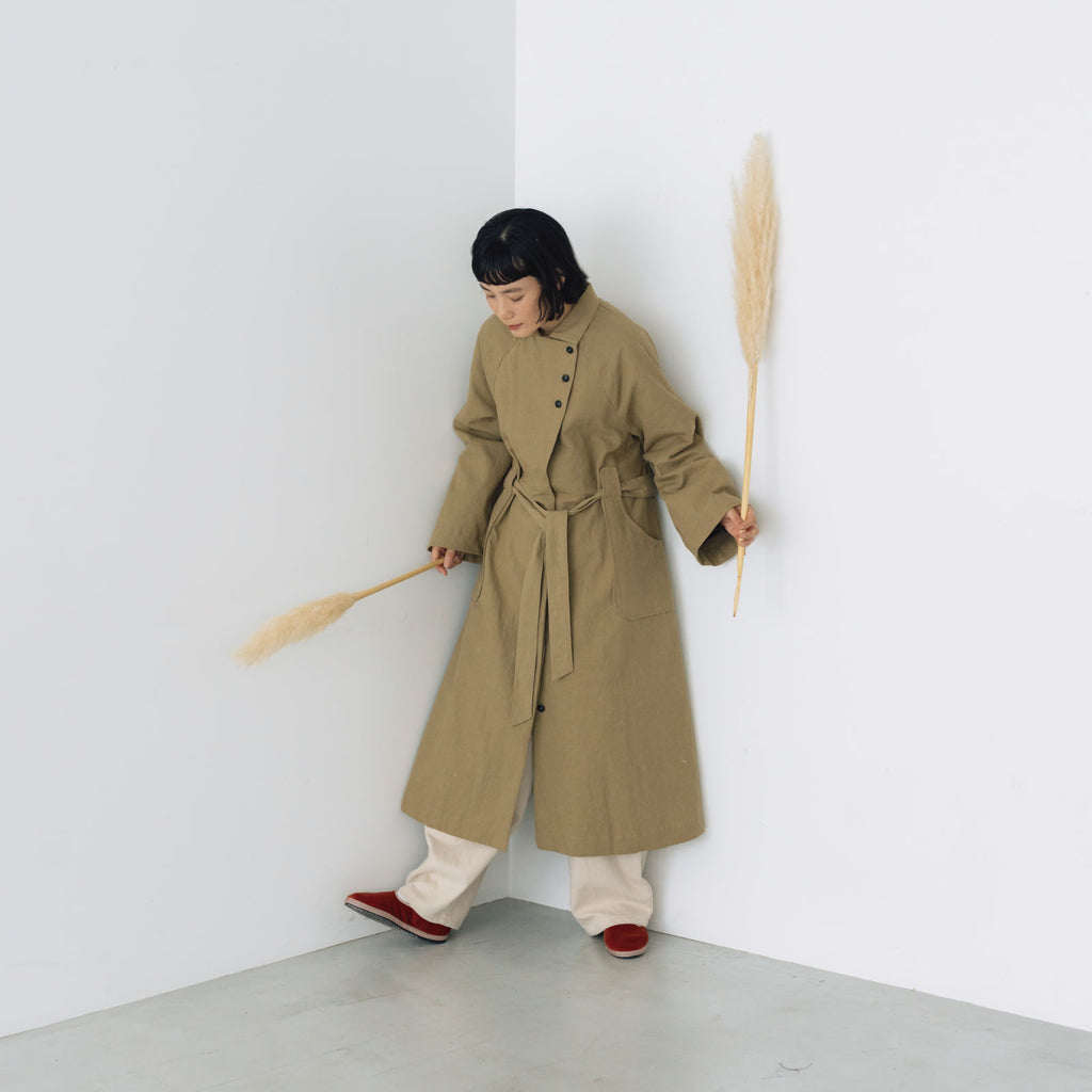 MAGALI コットンリネン アンティークキャンバス トレンチコート