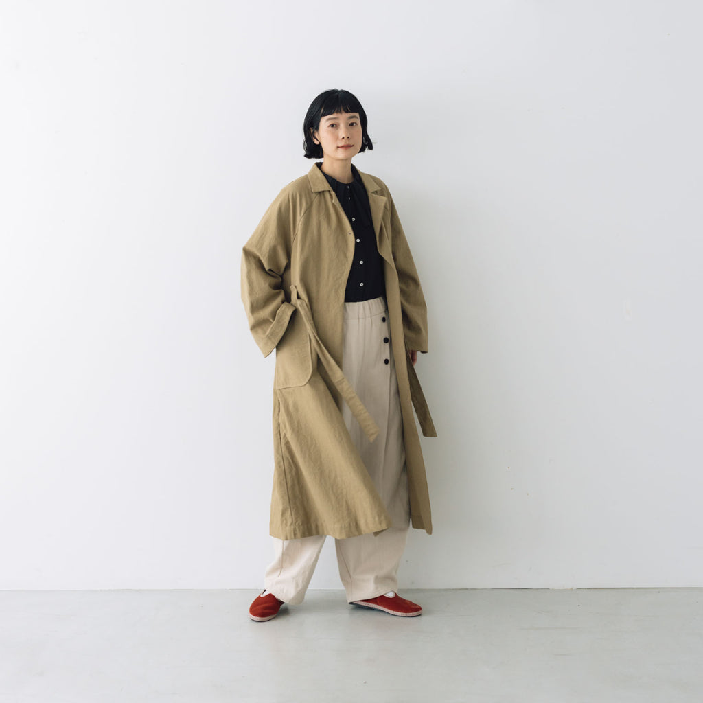 MAGALI コットンリネン アンティークキャンバス トレンチコート