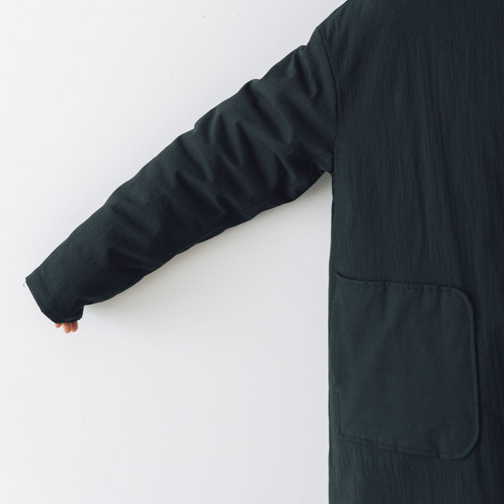 MAGALI オールドコットンナイロンリネン フリルカラーパディットコート ブラック