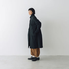 MAGALI オールドコットンナイロンリネン フリルカラーパディットコート ブラック