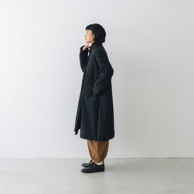 MAGALI オールドコットンナイロンリネン フリルカラーパディットコート ブラック