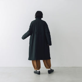 MAGALI オールドコットンナイロンリネン フリルカラーパディットコート ブラック