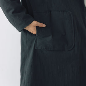 MAGALI オールドコットンナイロンリネン フリルカラーパディットコート ブラック