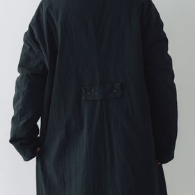 MAGALI オールドコットンナイロンリネン フリルカラーパディットコート ブラック