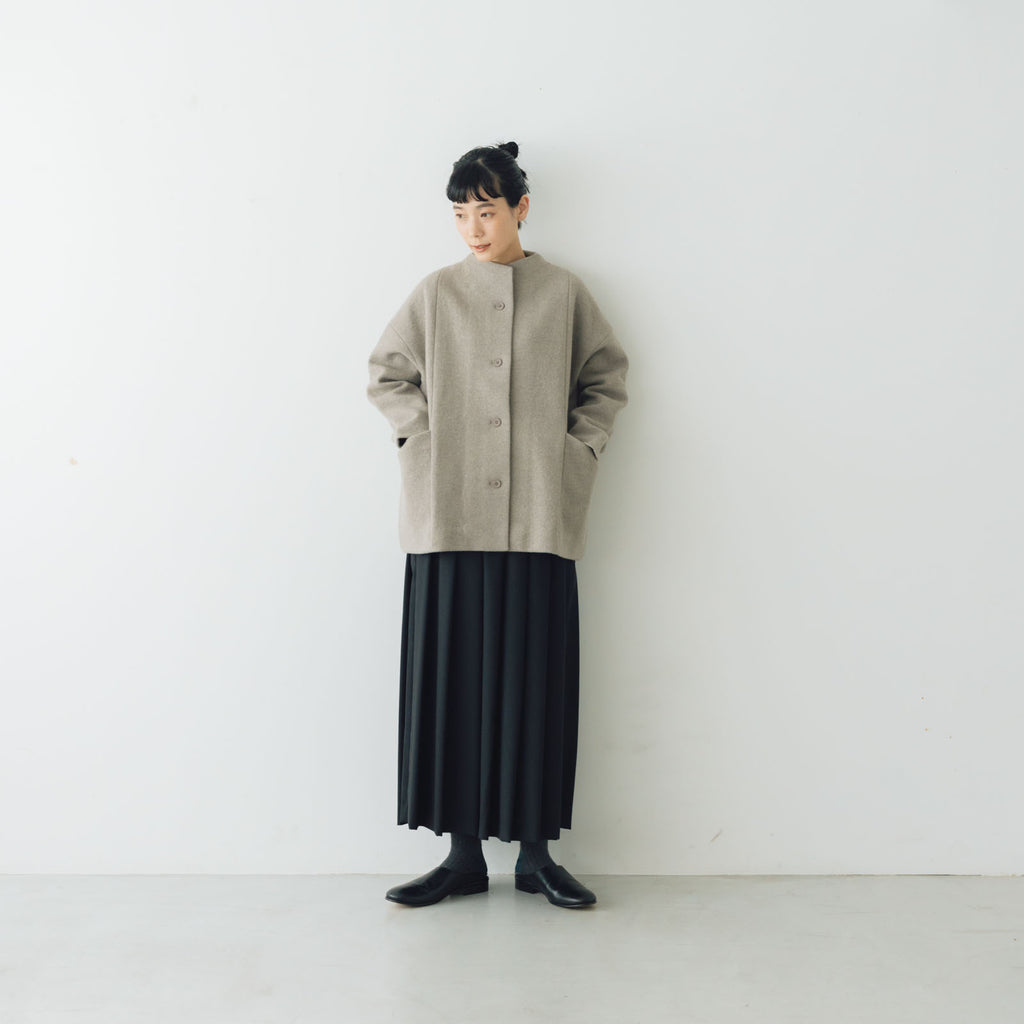 evam eva プレスウールショートコート