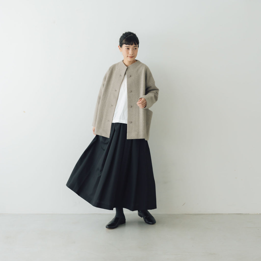 evam eva プレスウールショートコート