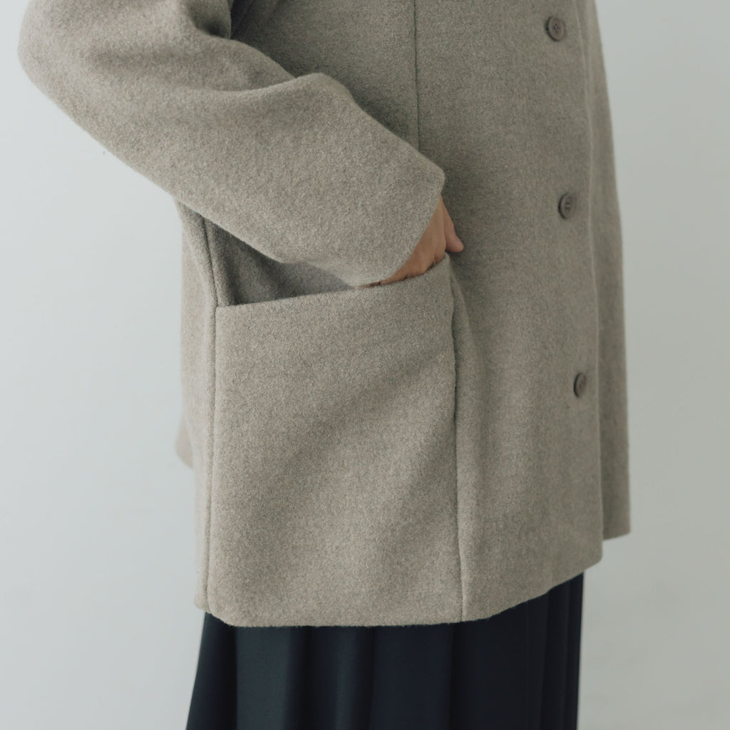 evam eva プレスウールショートコート