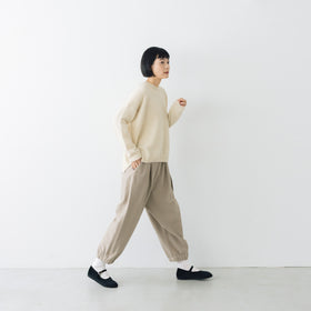 evam eva ブラッシュドコットン クロップドパンツ グレージュ