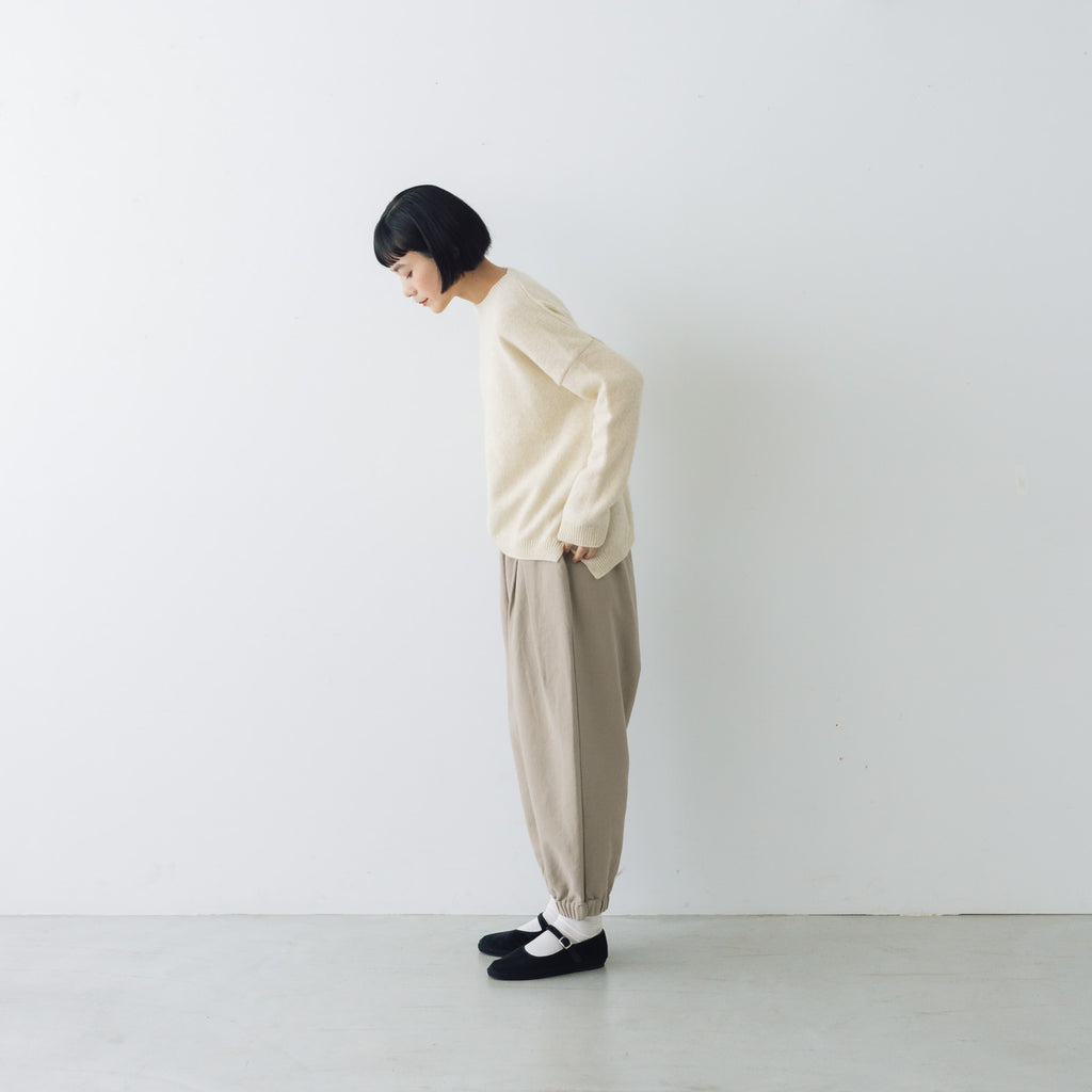 evam eva ブラッシュドコットン クロップドパンツ グレージュ