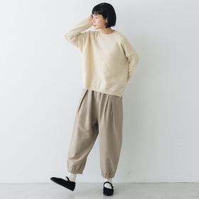 evam eva ブラッシュドコットン クロップドパンツ グレージュ