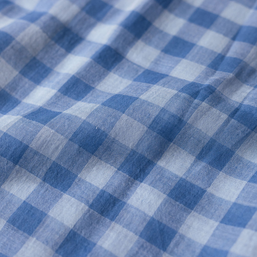 miiThaaii カディコットン チェックスカーフ ブルー