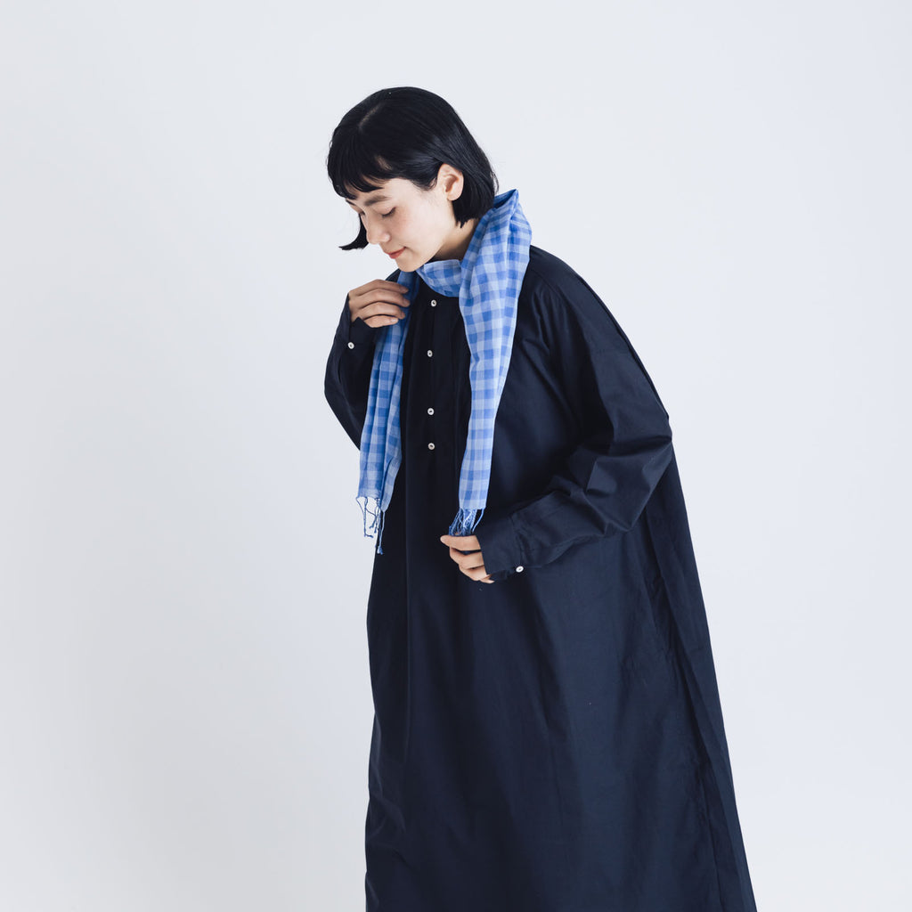 miiThaaii カディコットン チェックスカーフ ブルー