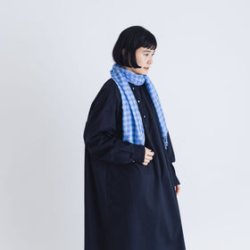miiThaaii カディコットン チェックスカーフ ブルー