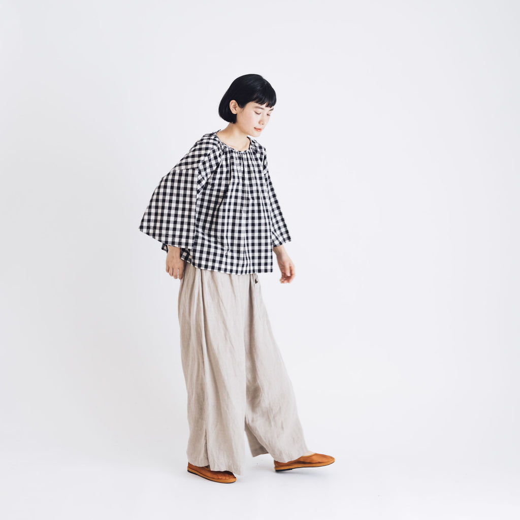 Gauze# ベルスリーブプルオーバー ブラックギンガム