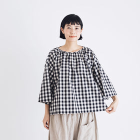Gauze# ベルスリーブプルオーバー ブラックギンガム
