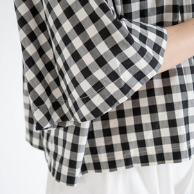 Gauze# ベルスリーブプルオーバー ブラックギンガム