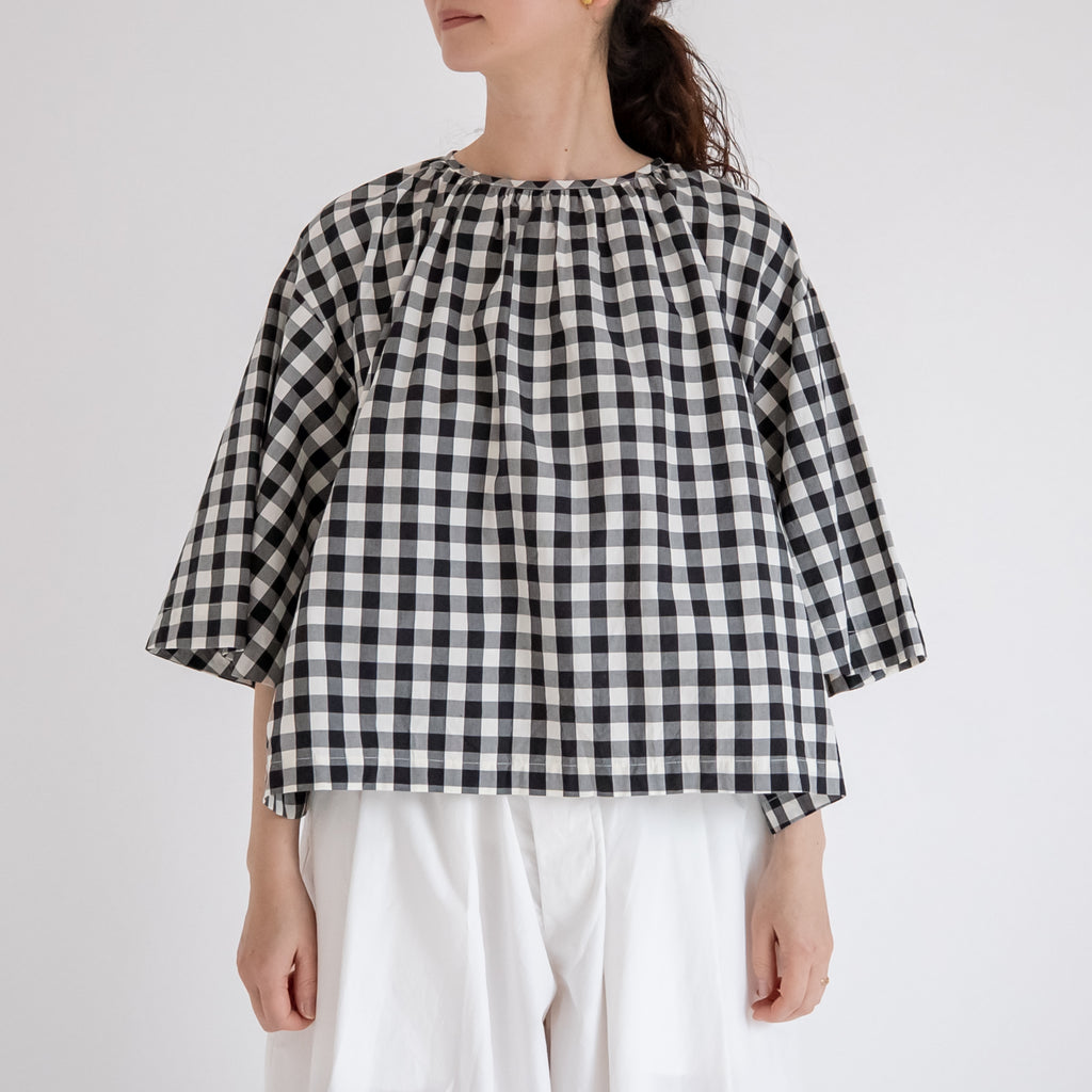 Gauze# ベルスリーブプルオーバー ブラックギンガム