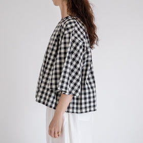 Gauze# ベルスリーブプルオーバー ブラックギンガム