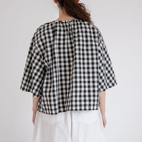 Gauze# ベルスリーブプルオーバー ブラックギンガム