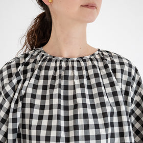Gauze# ベルスリーブプルオーバー ブラックギンガム