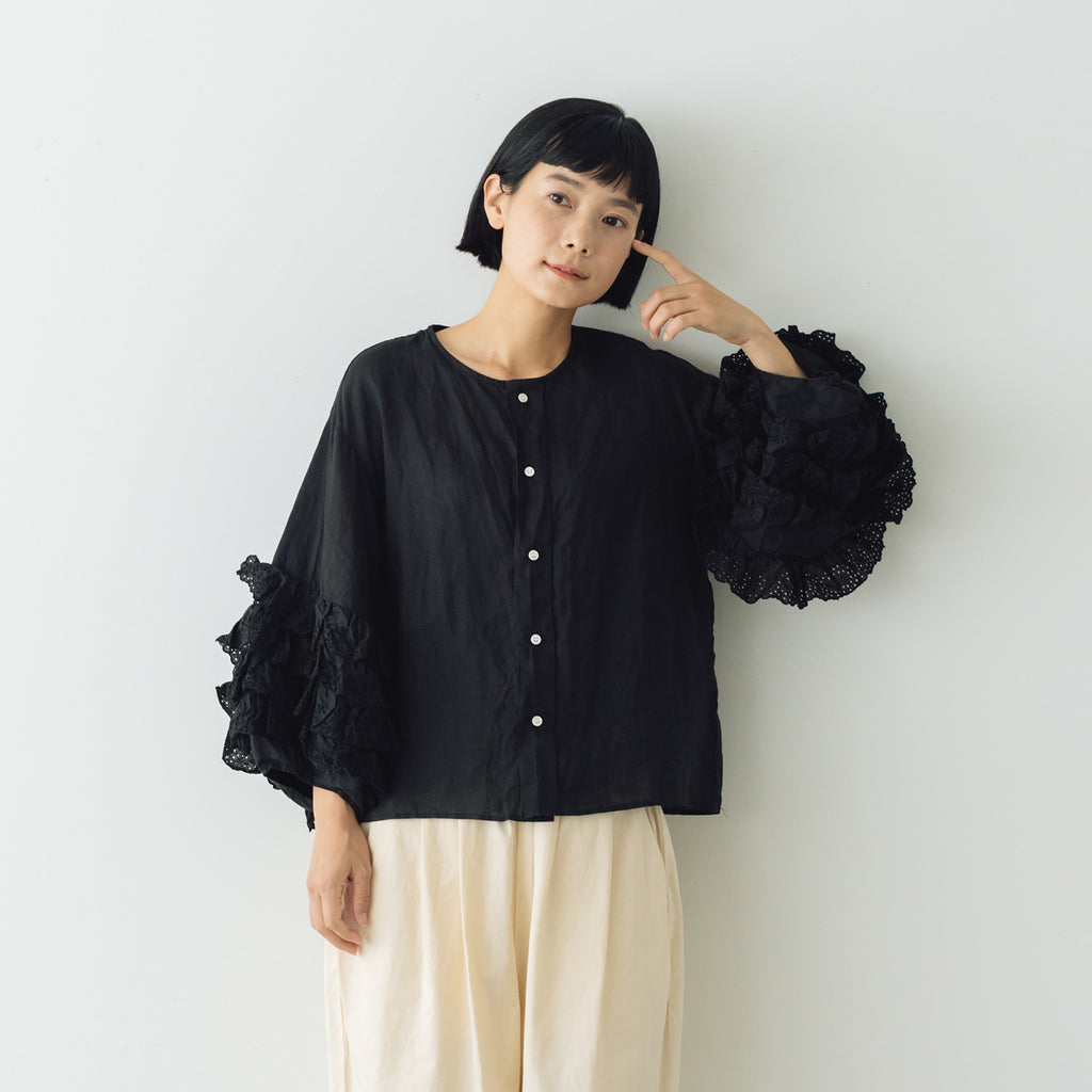 Gauze# レースフリルスリーブブラウス