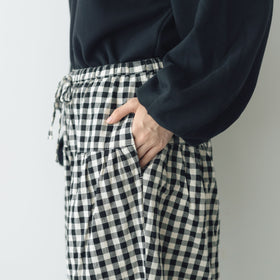 Gauze# ドライコットン ギンガム クリムトパンツ ブラックギンガム