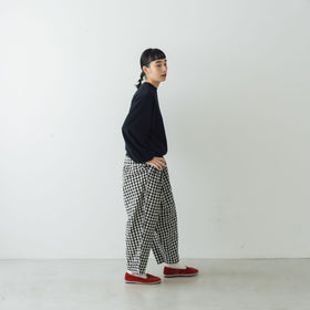 Gauze# ドライコットン ギンガム クリムトパンツ ブラックギンガム