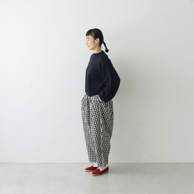 Gauze# ドライコットン ギンガム クリムトパンツ ブラックギンガム