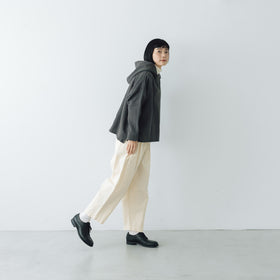 Gauze# 縮絨 ウール イージー フード ブラウス チャコール