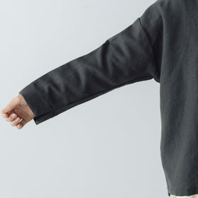 Gauze# 縮絨 ウール イージー フード ブラウス チャコール