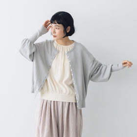 Gauze# ギャザースリーブ ニットカーディガン