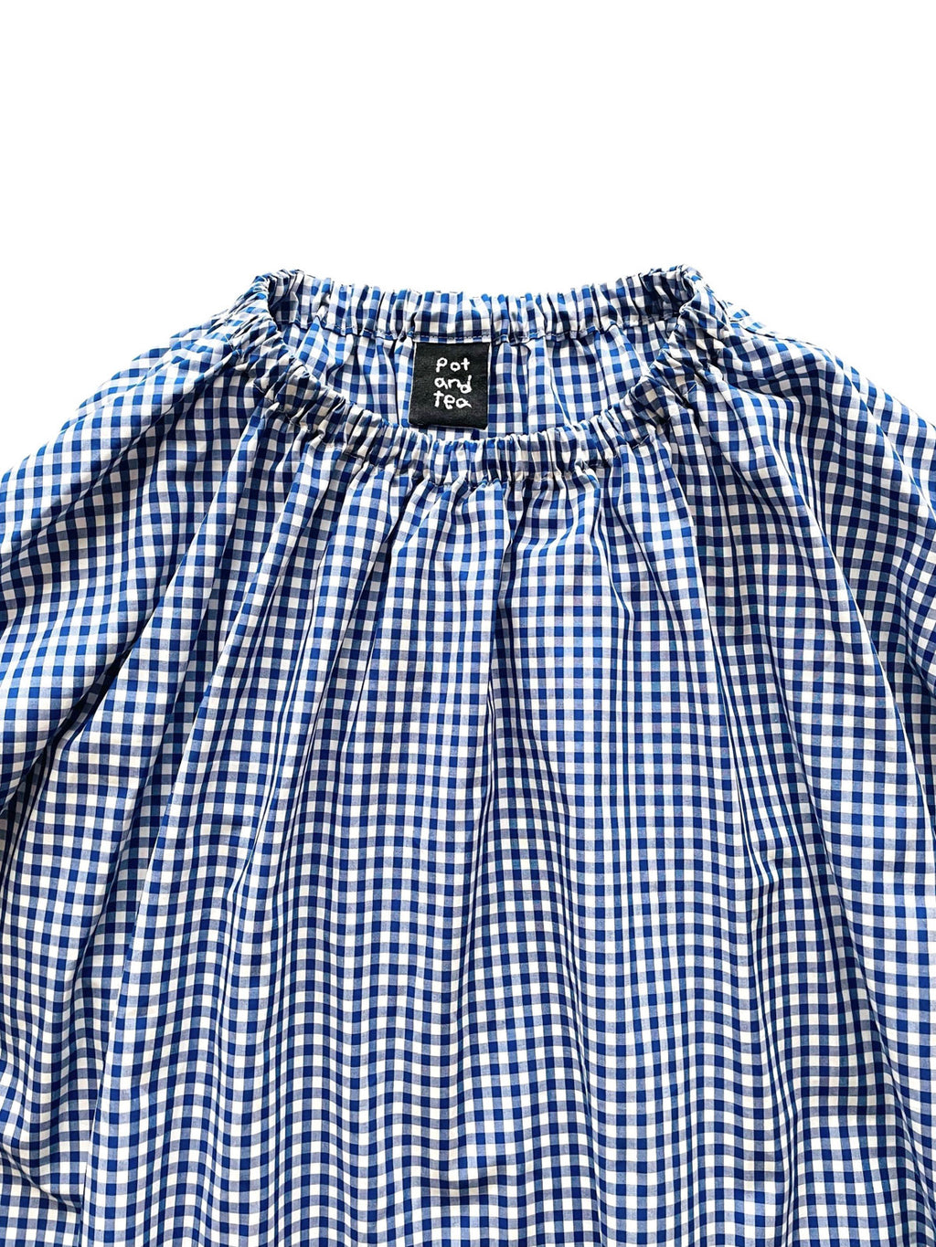 pot and tea チェック柄スモックボリュームワンピース(ロング)