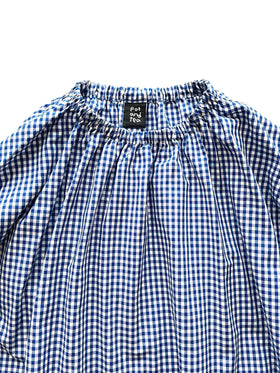 pot and tea チェック柄スモックボリュームワンピース(ロング)