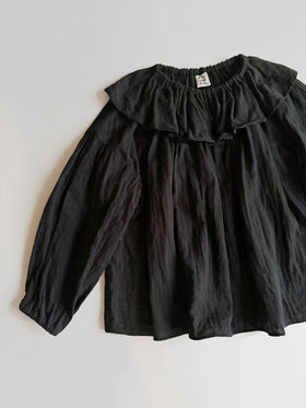 pot and tea ガーゼのゴムそで口 ブラウス