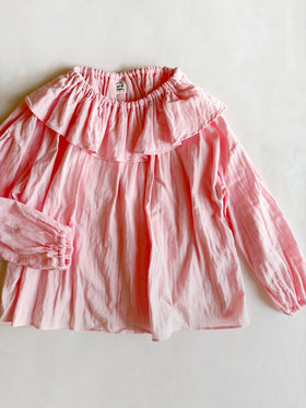 pot and tea ガーゼのゴムそで口 ブラウス