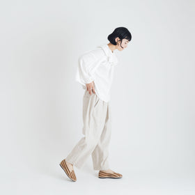 pot and tea ガーゼのゴムそで口 ブラウス