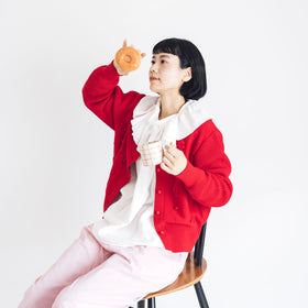 pot and tea ガーゼのゴムそで口 ブラウス