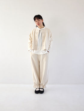 pot and tea デニム裾ゴムパンツ 紺