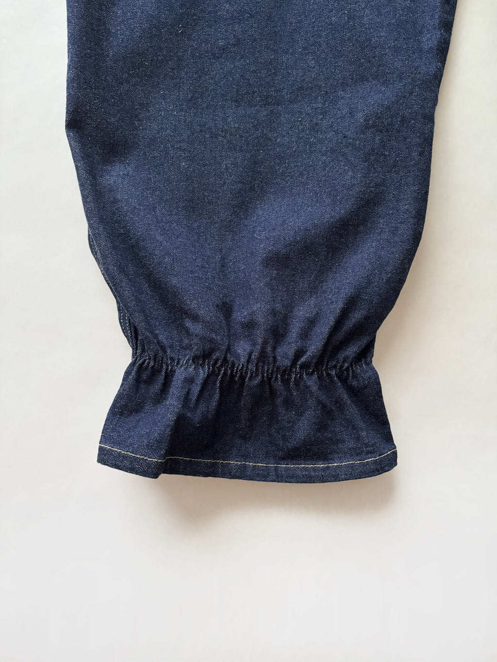 pot and tea デニム裾ゴムパンツ 紺