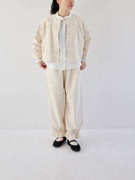 pot and tea デニム裾ゴムパンツ 紺