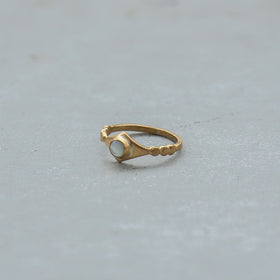 SURUME. Shave Stone Thin Ring White shell #9