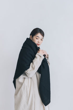 Honnete ワイドストール ウール/リネン ウォッシュドツイル