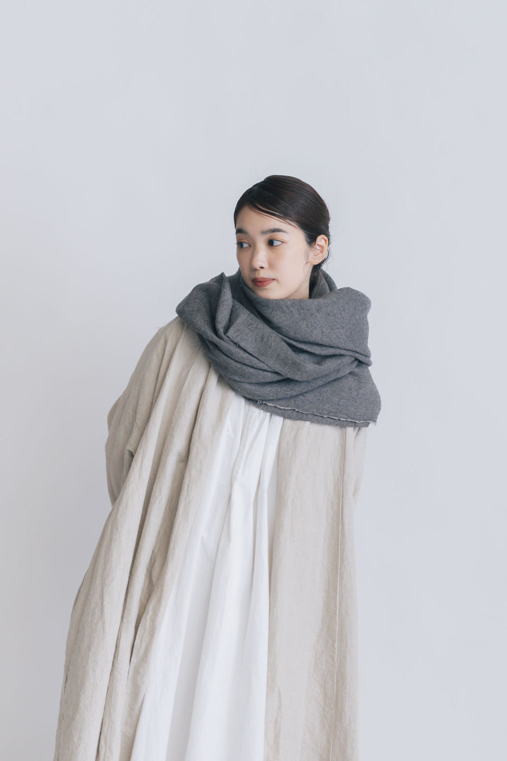 Honnete ワイドストール ウール/リネン ウォッシュドツイル