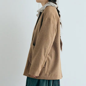 MAGALI ウールリネンヘリンボン ミディアムジャケット