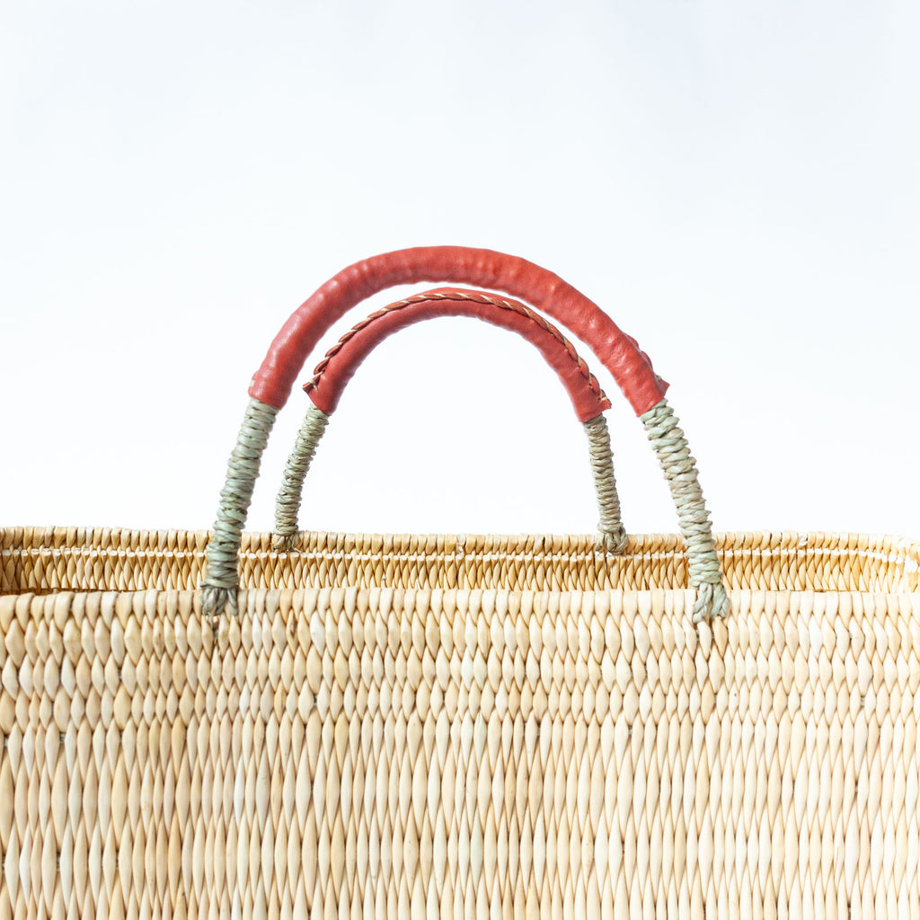 warang wayan ストローかごバッグ 浅型 赤