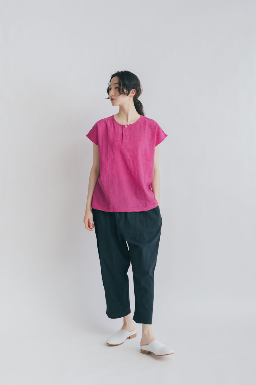 ヂェン先生の日常着 ヘンリーネック フレンチトップス