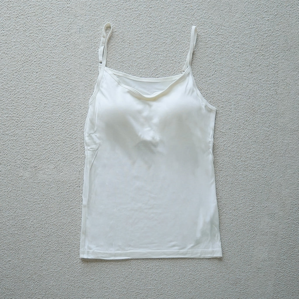 金伴繊維 シルクのカップ付きキャミソール 縫い糸までシルク100%