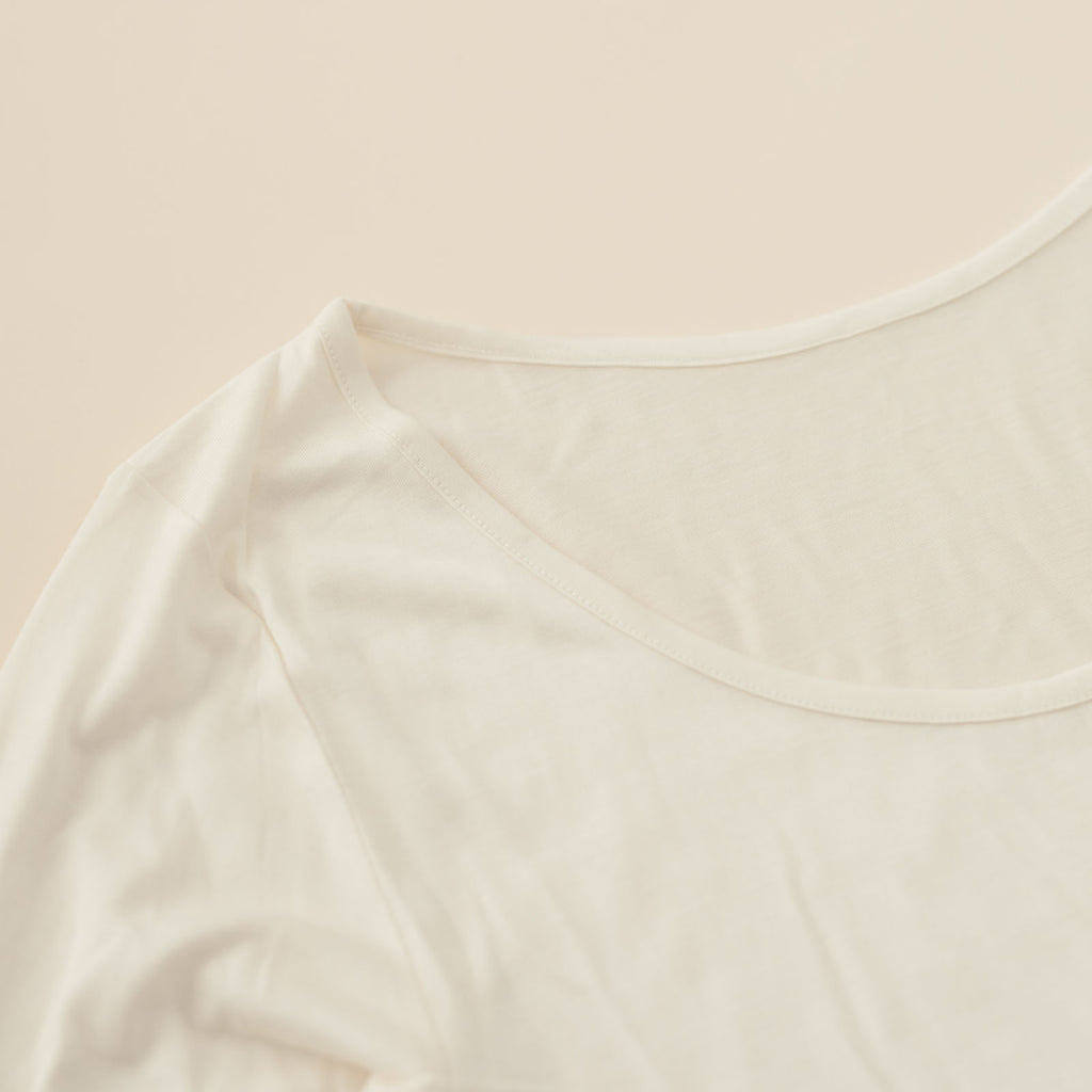 金伴繊維 シルクの8分袖シャツ 縫い糸までシルク100%