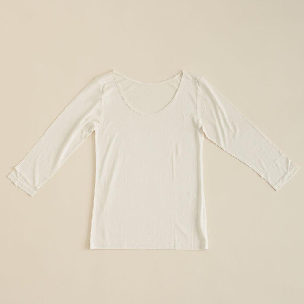 金伴繊維 シルクの8分袖シャツ 縫い糸までシルク100%